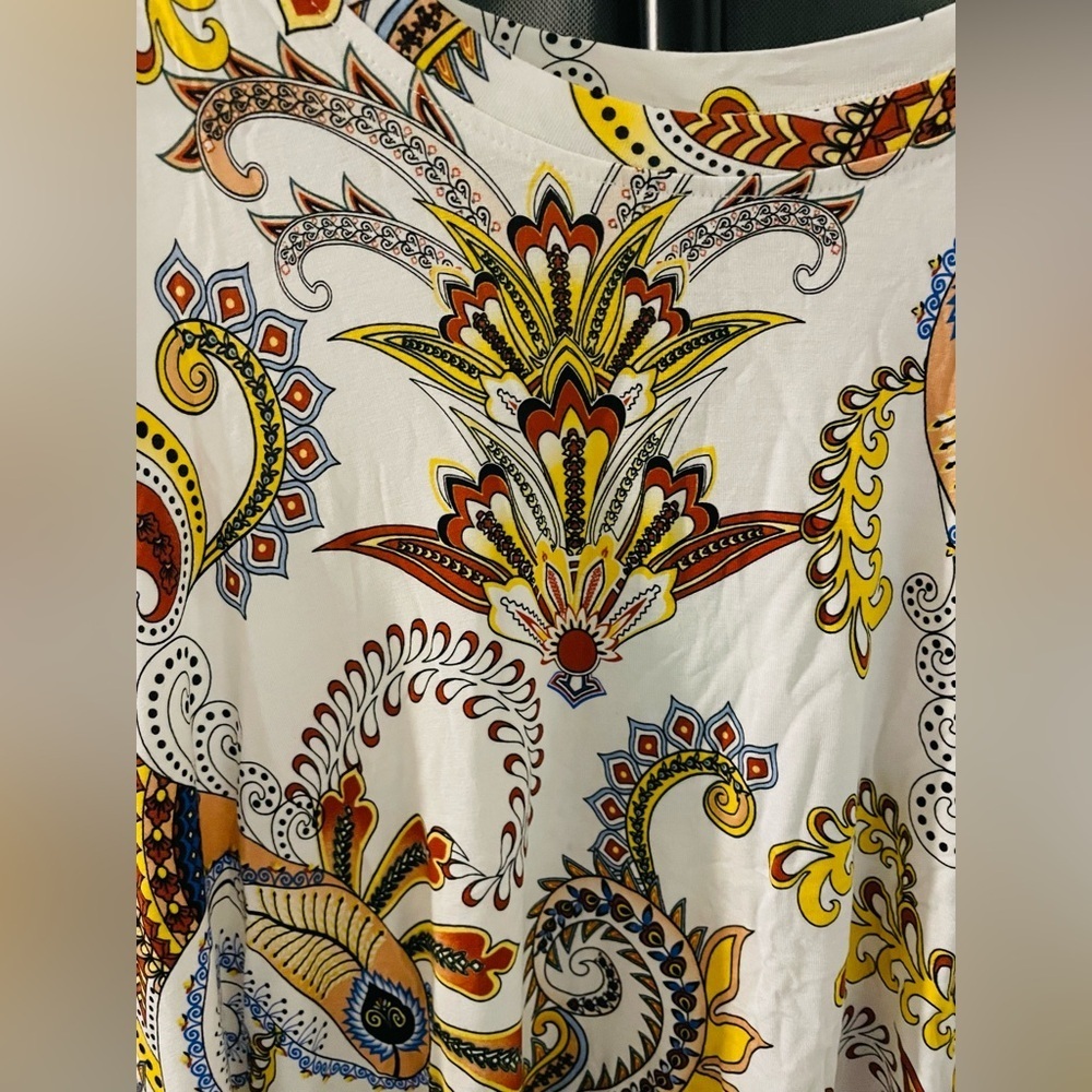 Colorful Paisley Print Sleeveless Long Top or Mini Dress size 3X NWT - Picture 3 of 8